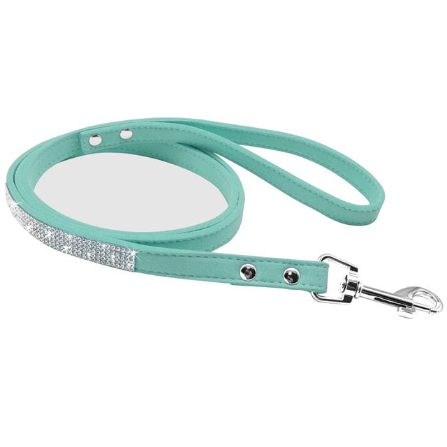 Rhinestone Leather Dog Leash.