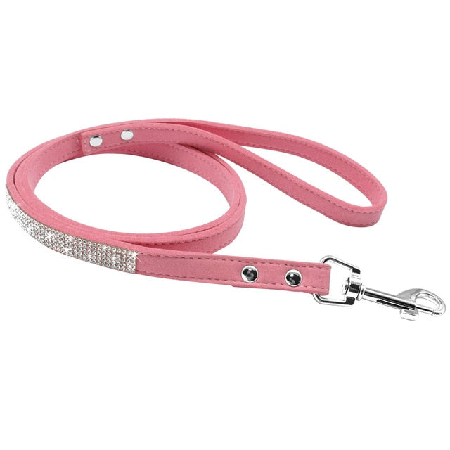 Rhinestone Leather Dog Leash.