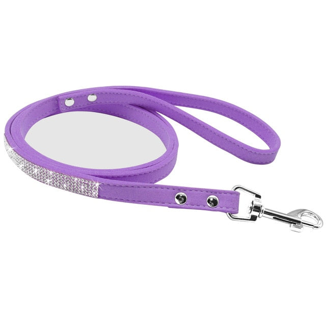Rhinestone Leather Dog Leash.