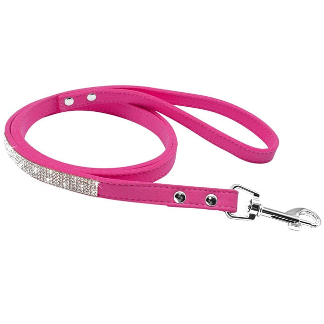 Rhinestone Leather Dog Leash.