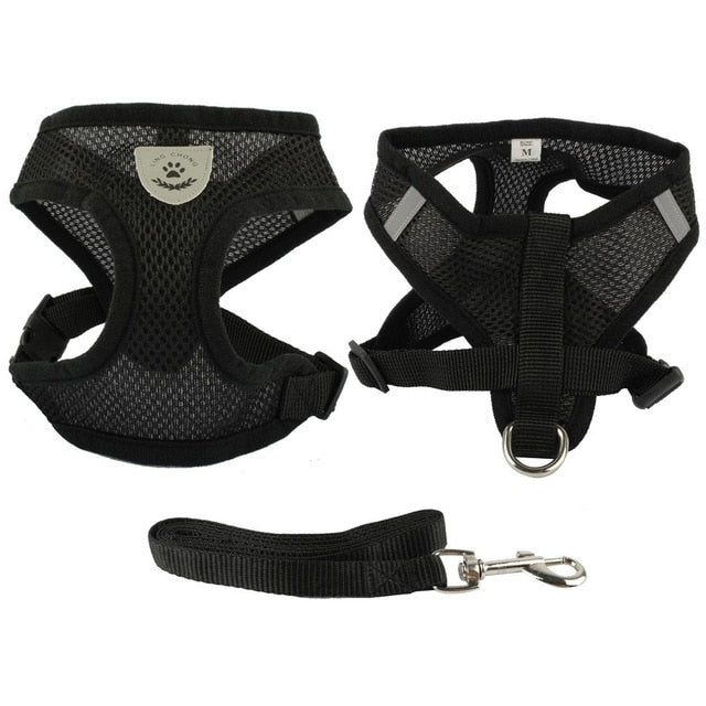Black Trim Dog Mesh Harness.