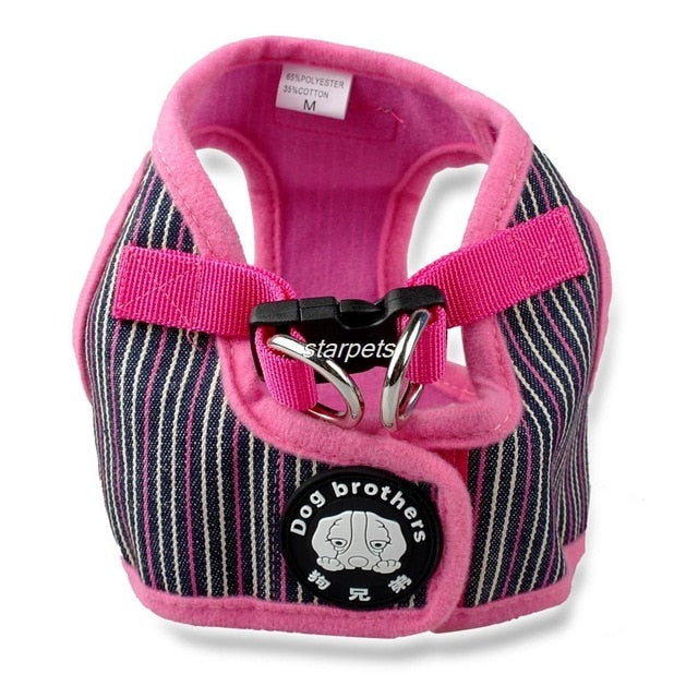Dog Walking Striped Harness Set.