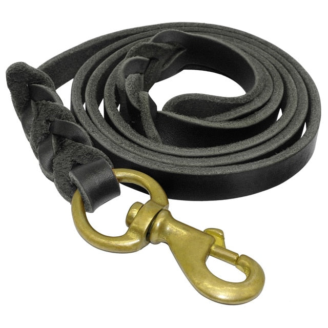 Braided Leather Dog Leash.