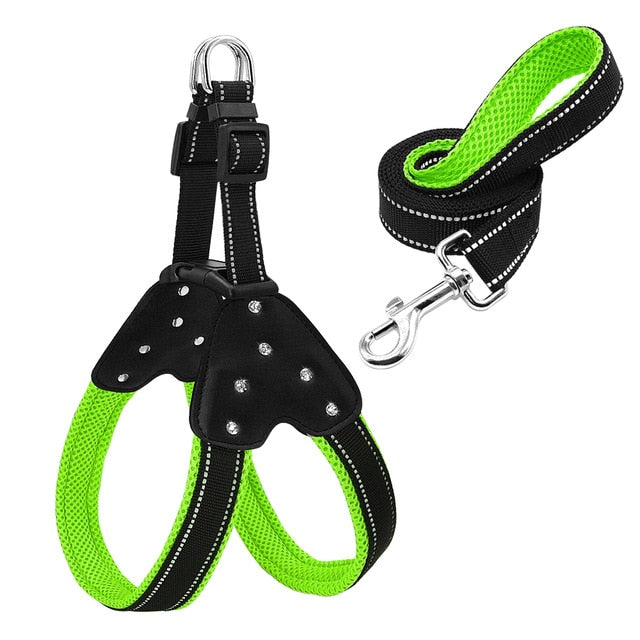 Reflective Rhinestone Dog Harness.