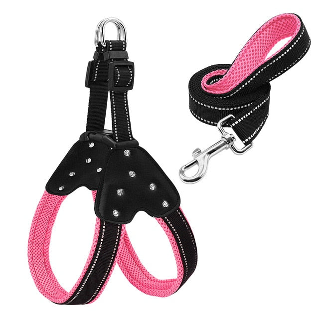 Reflective Rhinestone Dog Harness.