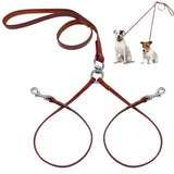 Leather Coupler Dual Dog Leash.