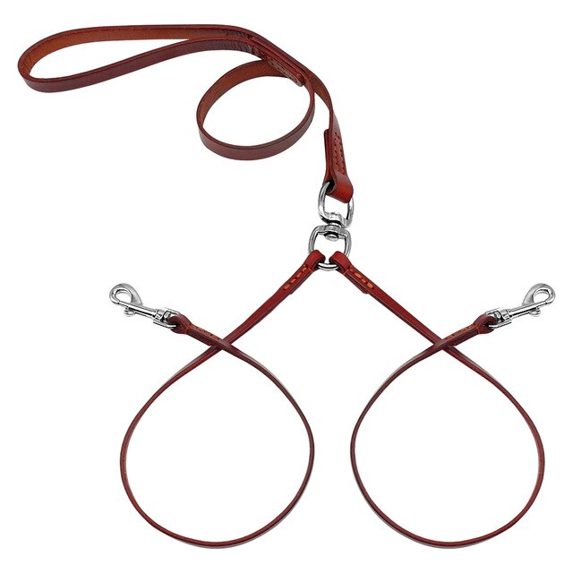 Leather Coupler Dual Dog Leash.
