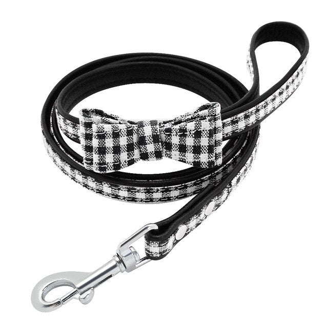 dog Plaid Leather Puppy Padded