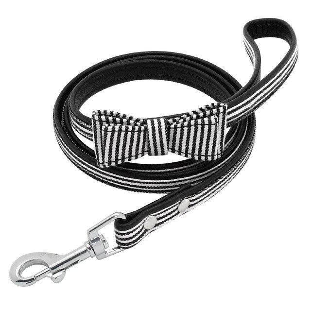 Plaid Leather Dog Leash.