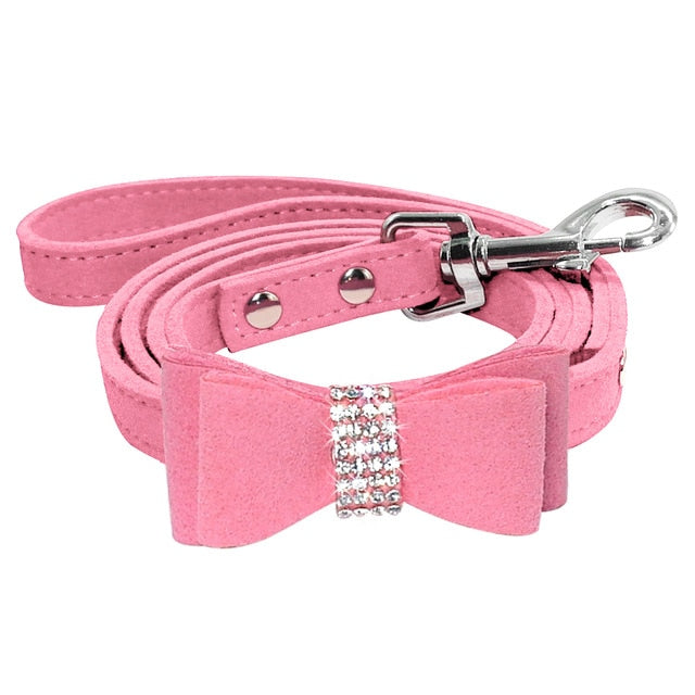Bowknot Leather Dog Leash.