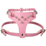 Pink Adjustable Spiked Studded Dog Harness