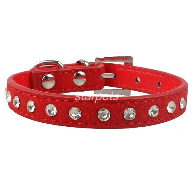 red Leather Bling Collar