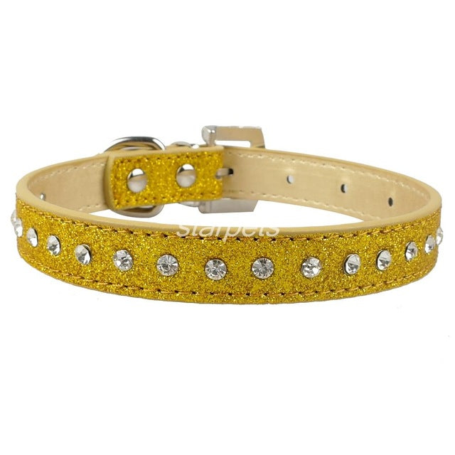 Bling Leather Rhinestone Collar.