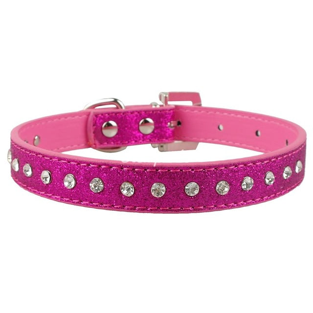 Bling Leather Rhinestone Collar.