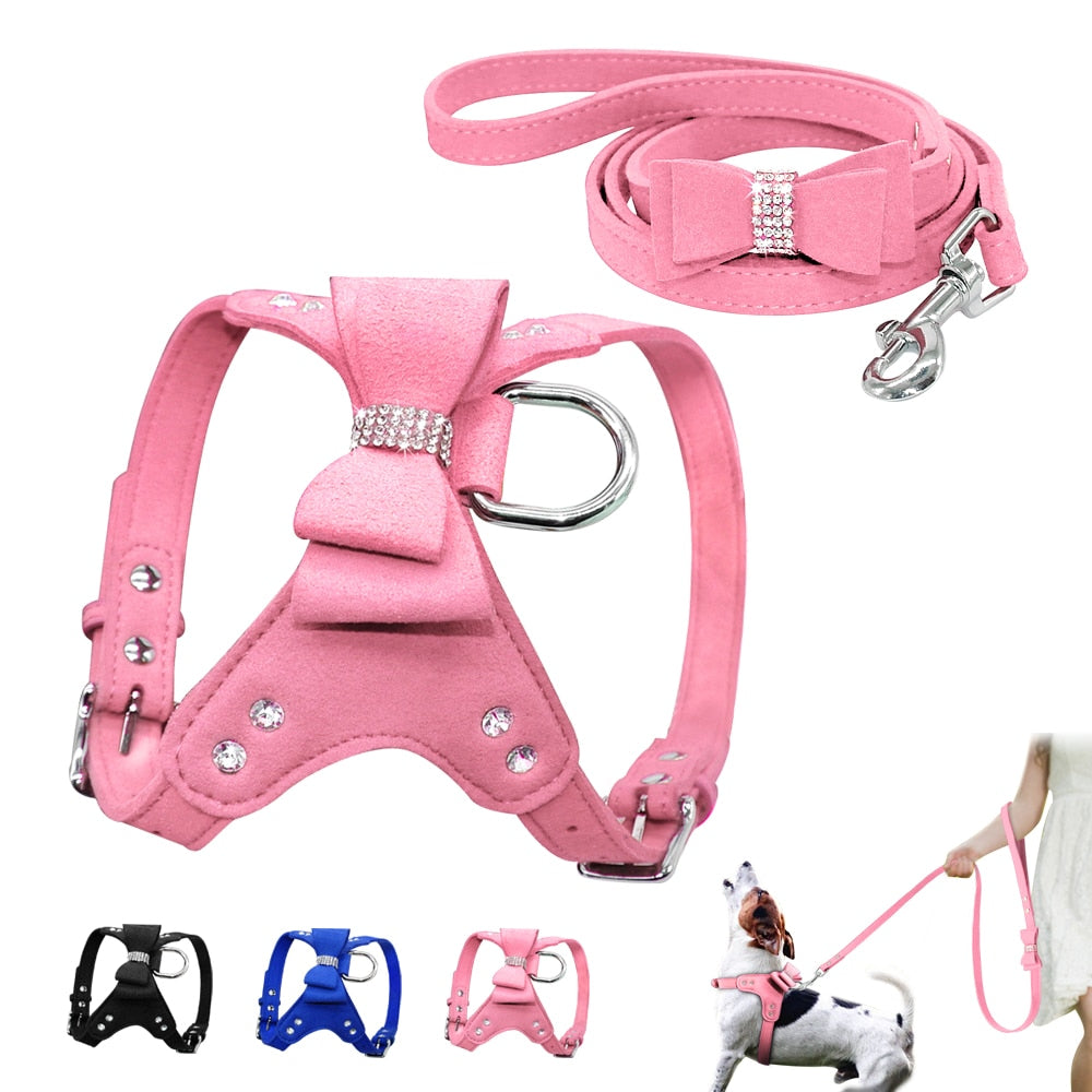 Suede Leather Dog Harness.