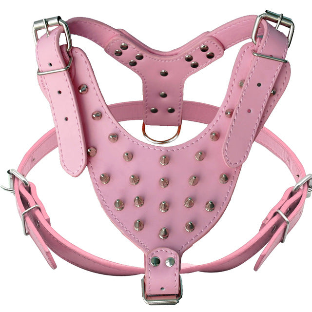 Leather Adjustable Dog Spike Harness.
