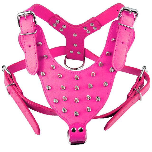 Leather Adjustable Dog Spike Harness.