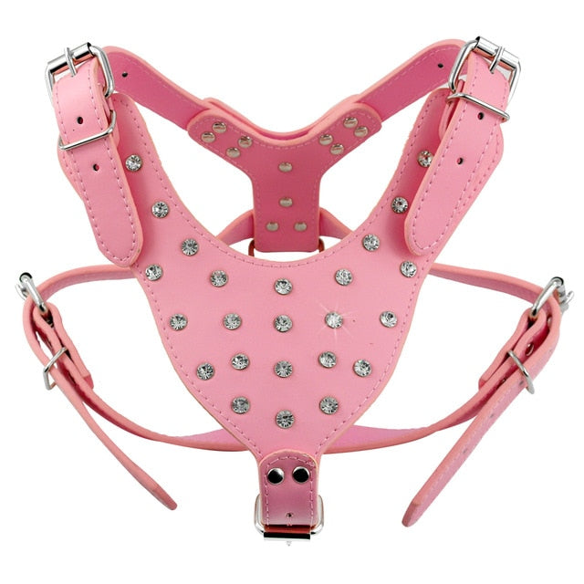 Leather Adjustable Dog Spike Harness.