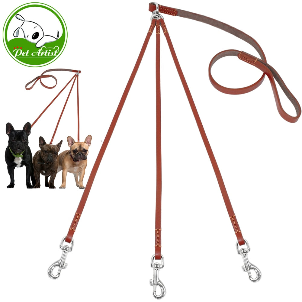 Leather Triple Dog Leash.