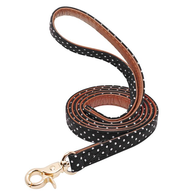 Dotted Leather Dog Leash.