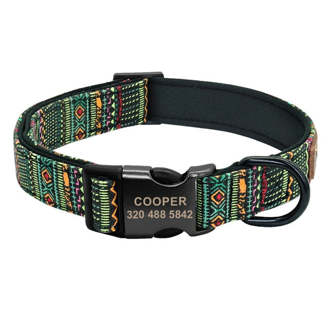 Printed Plaid Puppy Nameplate ID Collar